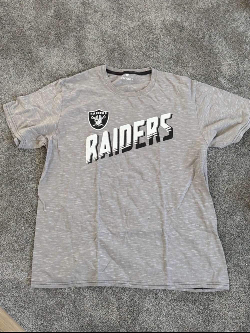 Fanatics Men’s NFL Las Vegas Raiders Short Sleeve Tee Shirt Gray Size XL